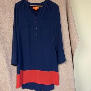 Lightweight, casual dress in navy and red colorblocking from Joe Fresh